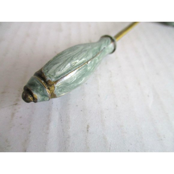 *Elegant Candle Snuffer Brass Handle Sea Green Enamel with Rhinestone Ac… - Picture 5 of 5